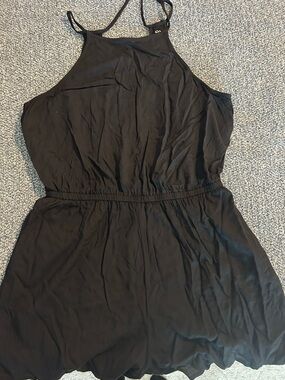 SO Black High-Neck Elastic Waist Shorts Romper